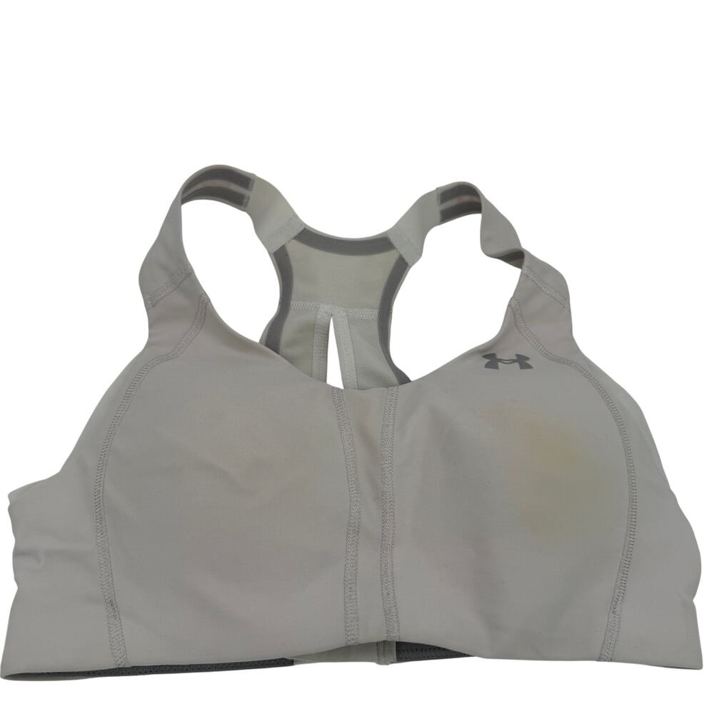 Under Armour White Halter Front Zip Up Sports Bra Size 32B